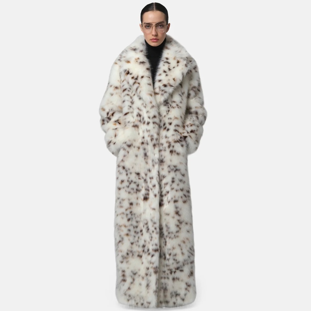 Luxury Brand New Apparis Gabrielle Maxi Coat. S size. Snow Leopard Print.